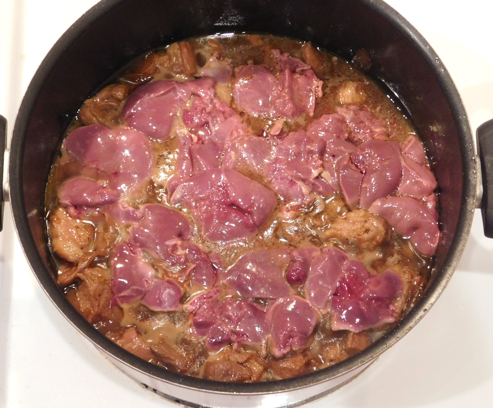 pork and chicken livers adobo cooking-2