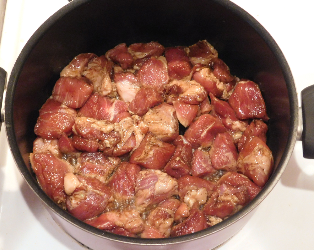 pork and chicken livers adobo cooking