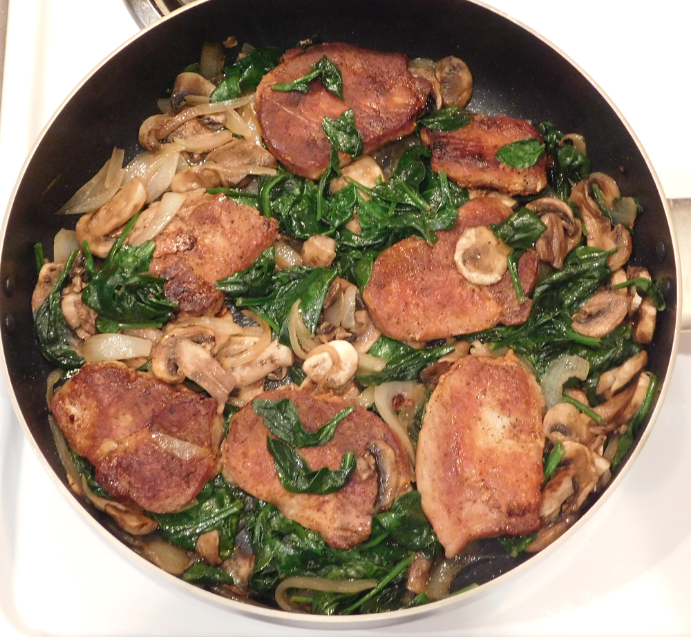 pork loin chops with spinach and mushrooms - instructions-5