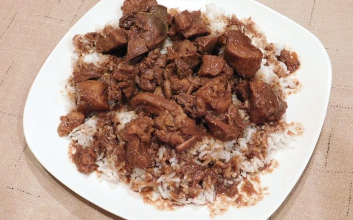 Pork and Chicken Livers Adobo - The Cooking Pinay