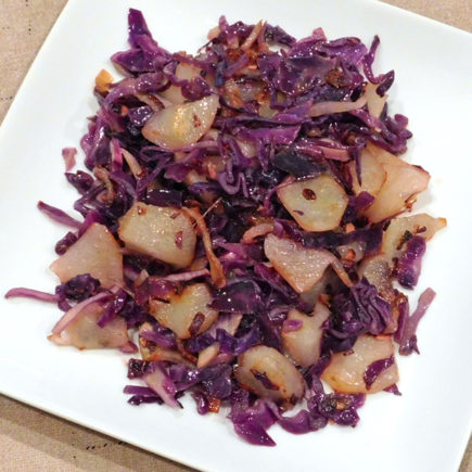 buttered red cabbage and potatoes